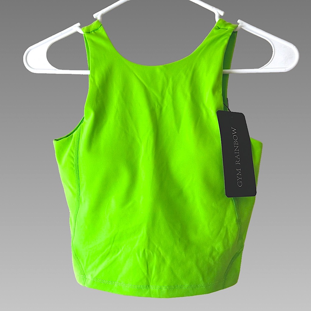 *NWT* Lime Green GYM RAINBOW Cropped Athletic Tank Sz XS‎